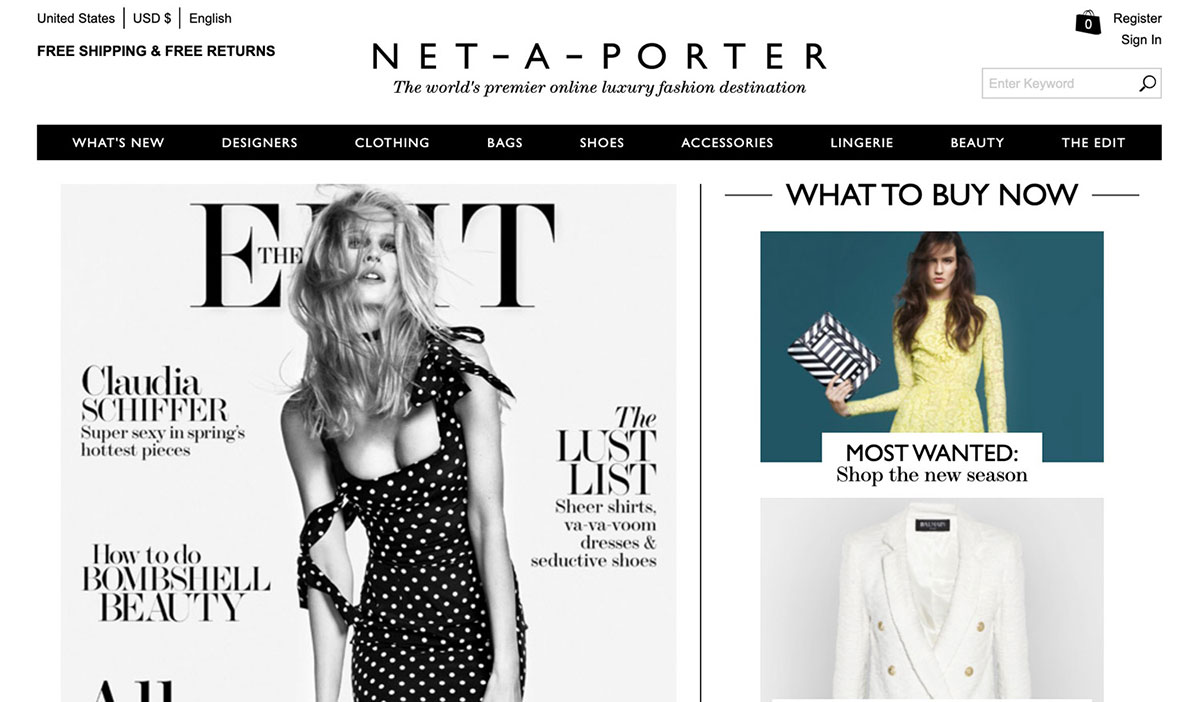 Net-A-Porter website screenshot